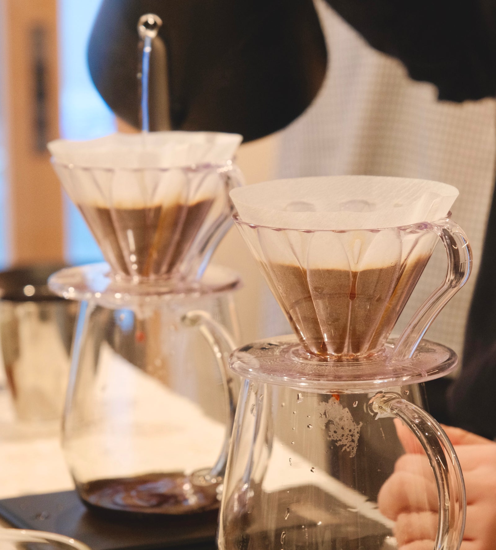 Brewing with Flower Dripper and CAFEC Filters at Kurasu Ebisugawa