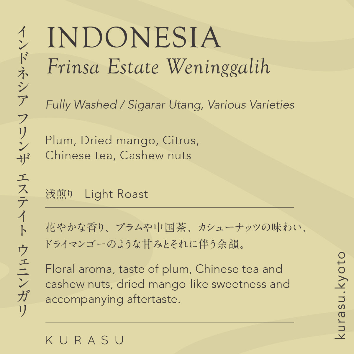 Indonesia Frinsa Estate Weninggalih [Light roast]