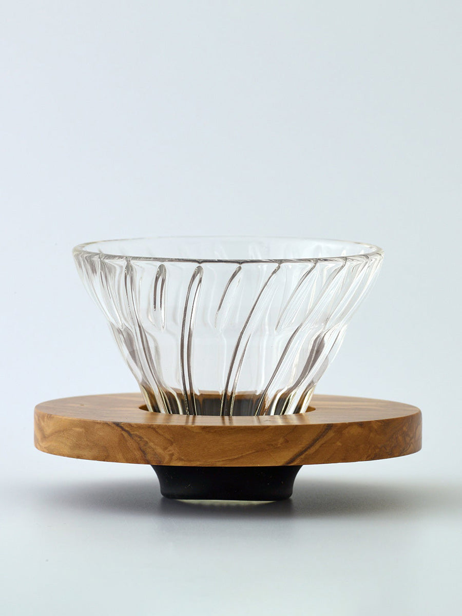 HARIO V60 Glass Dripper Olive Wood Base