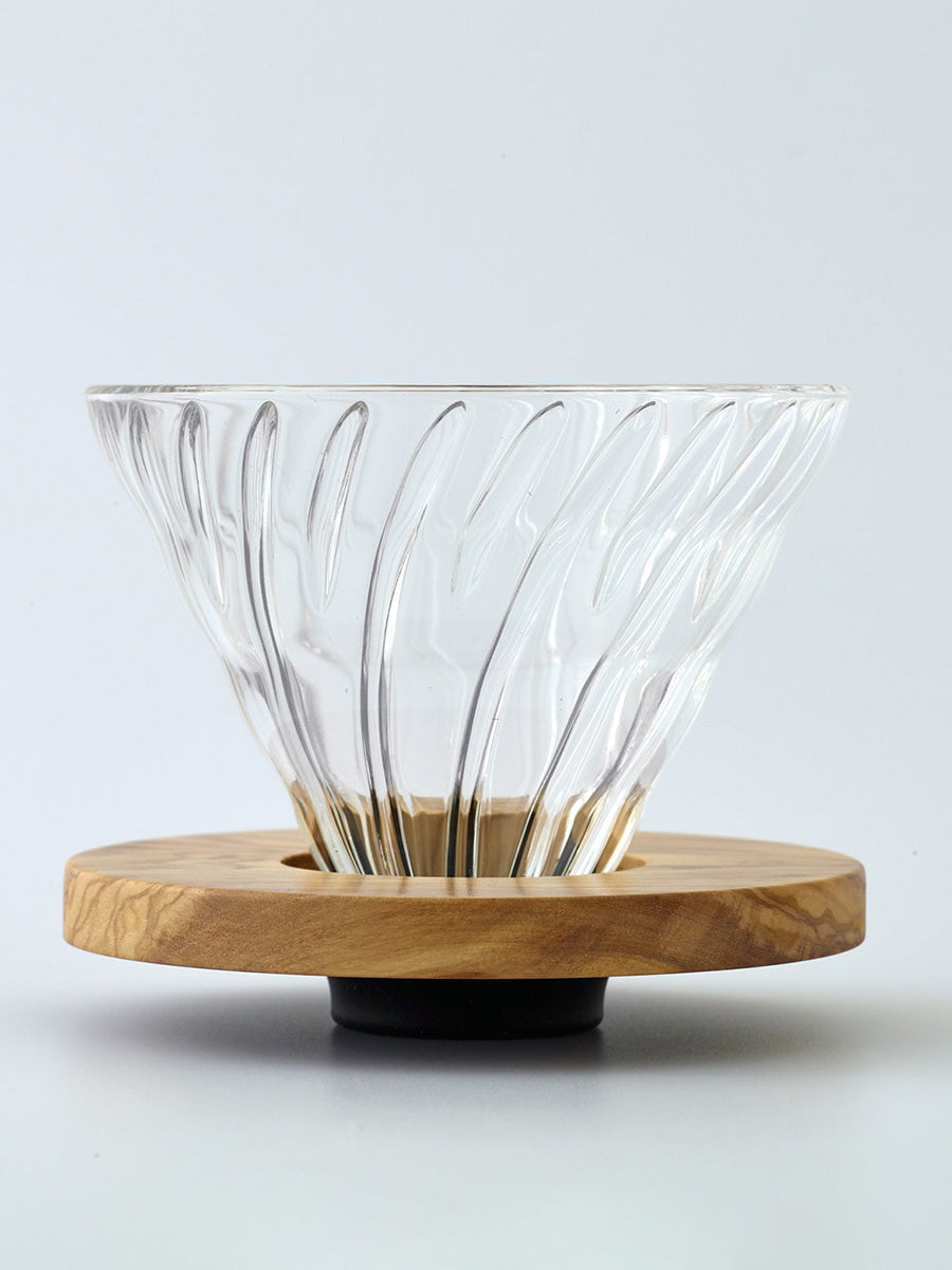 HARIO V60 Glass Dripper Olive Wood Base