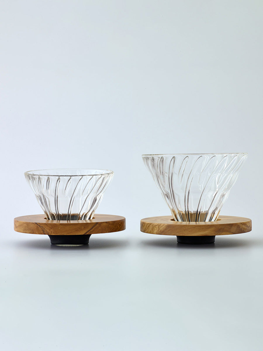 HARIO V60 Glass Dripper Olive Wood Base